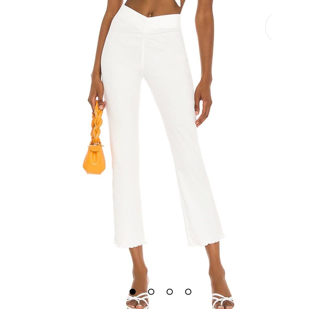 Camila Coelho Pull On Elastic Waist Ribbed Knit Sophia Pants in Ivory Size XXS